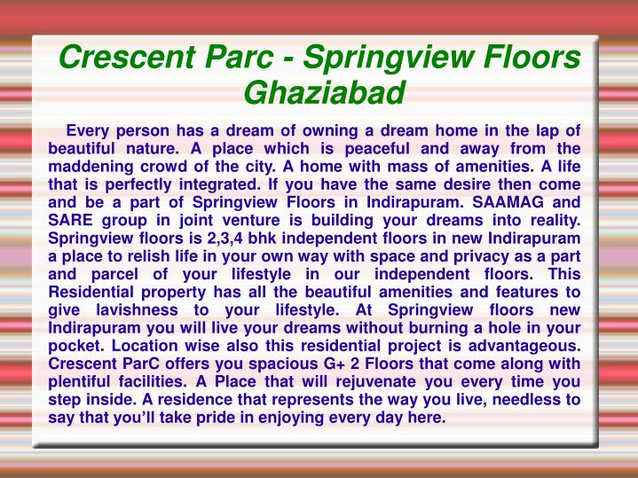 crescent parc springview floors ghaziabad