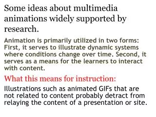 some ideas about multimedia animations widely supported by research