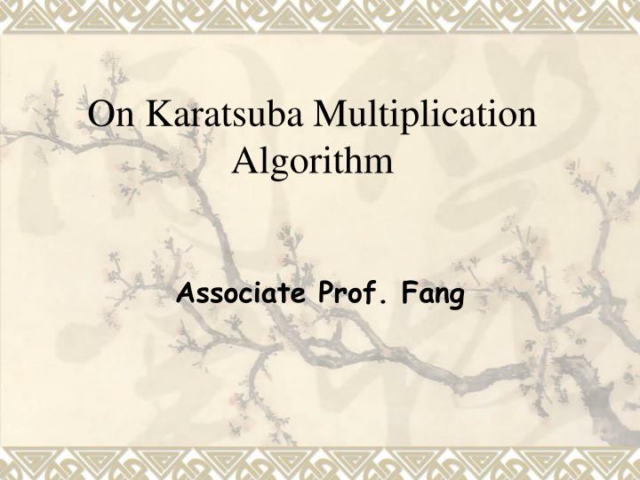 on karatsuba multiplication algorithm