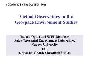 Virtual Observatory in the Geospace Environment Studies