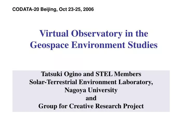 virtual observatory in the geospace environment studies
