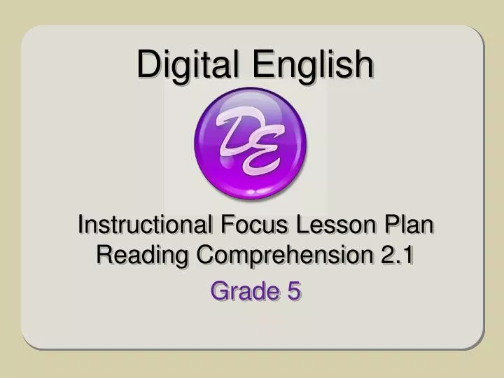 instructional focus lesson plan reading comprehension 2 1 grade 5