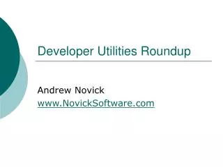 Developer Utilities Roundup