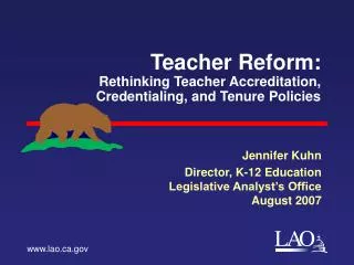 Teacher Reform: Rethinking Teacher Accreditation, Credentialing, and Tenure Policies