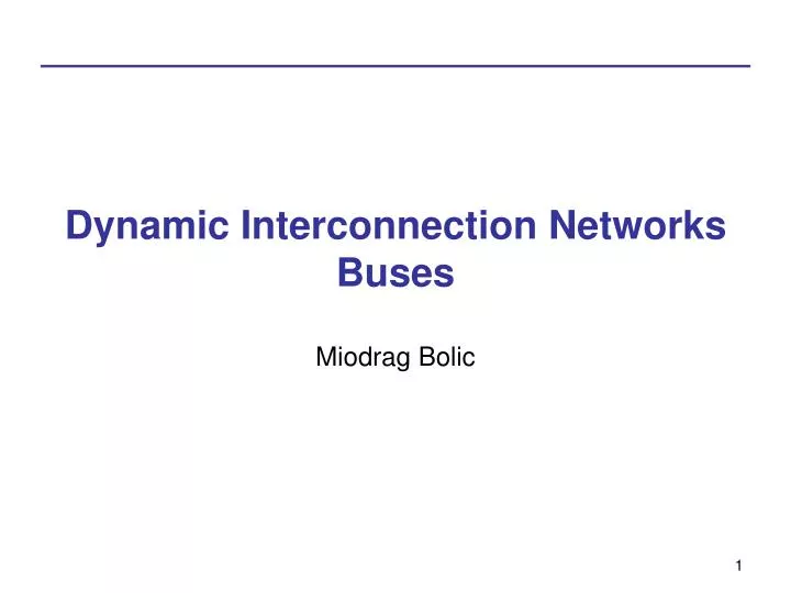 dynamic interconnection networks buses