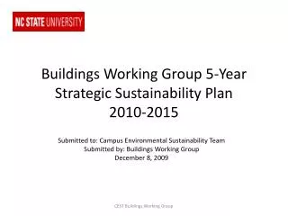 Buildings Working Group 5-Year Strategic Sustainability Plan 2010-2015