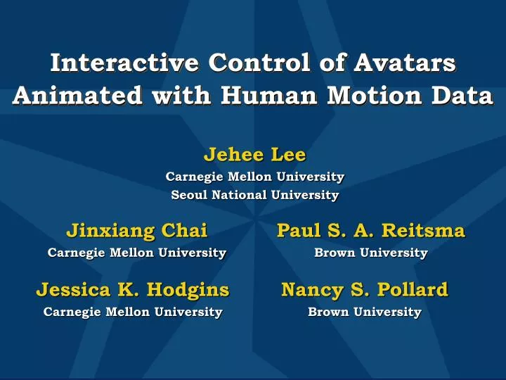 interactive control of avatars animated with human motion data