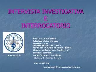 INTERVISTA INVESTIGATIVA E INTERROGATORIO