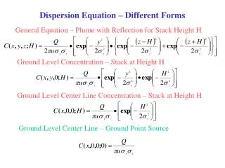 Dispersion Equation – Different Forms