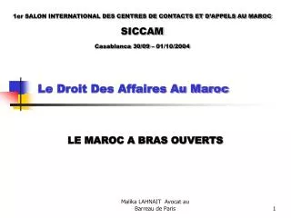 Le Droit Des Affaires Au Maroc