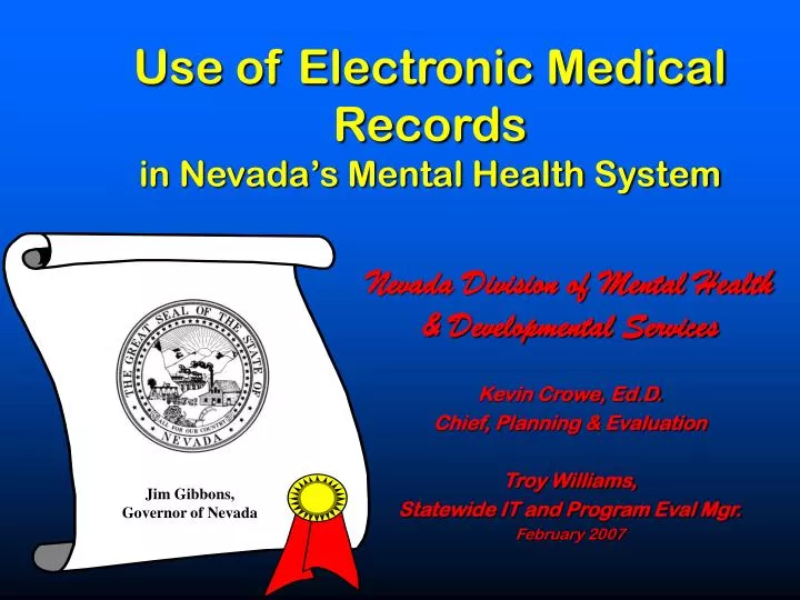 use of electronic medical records in nevada s mental health system