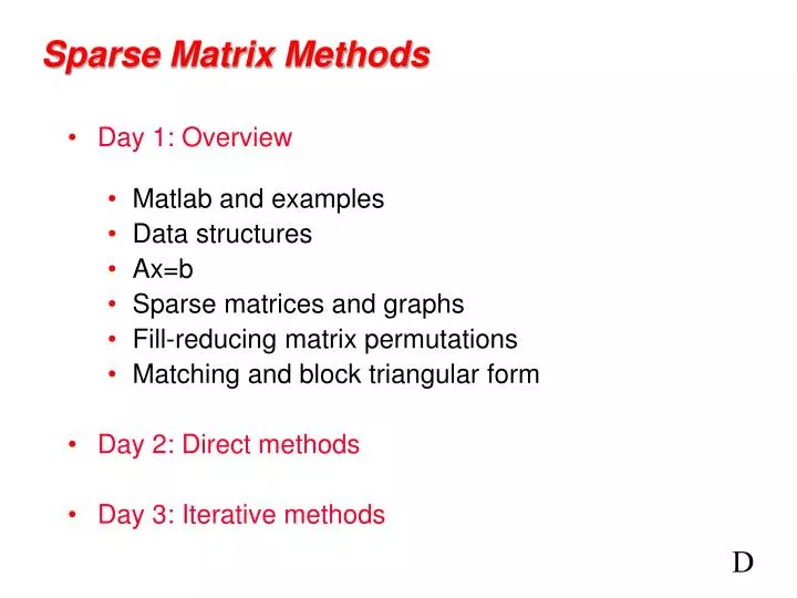 sparse matrix methods