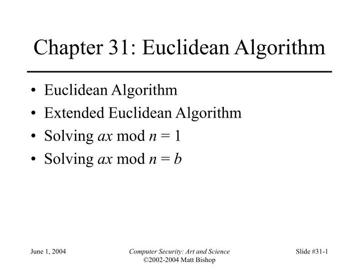 chapter 31 euclidean algorithm