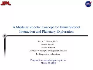 A Modular Robotic Concept for Human/Robot Interaction and Planetary Exploration
