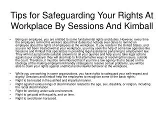Tips for Safeguarding Your Rights At Workplace By Sessions A