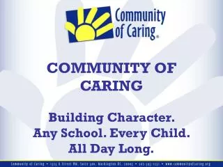 COMMUNITY OF CARING Building Character. Any School. Every Child. All Day Long.