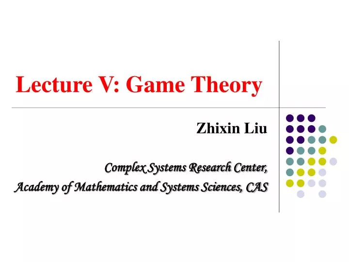 lecture v game theory