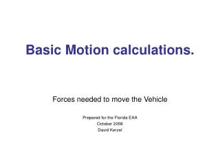 Basic Motion calculations.