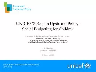 UNICEF’S Role in Upstream Policy: Social Budgeting for Children
