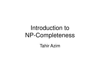 Introduction to NP-Completeness