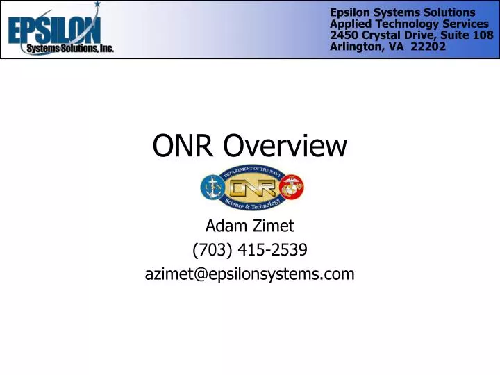 onr overview