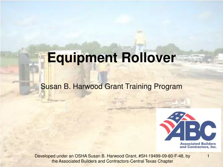 equipment rollover susan b harwood grant training program