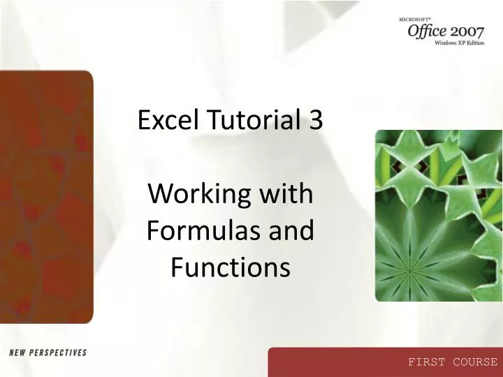 excel tutorial 3 working with formulas and functions