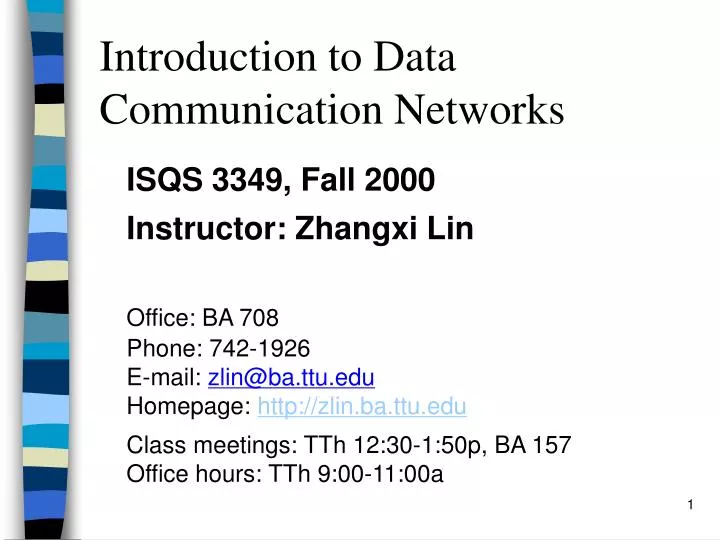 introduction to data communication networks
