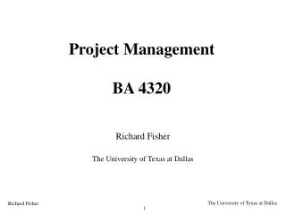 Project Management BA 4320