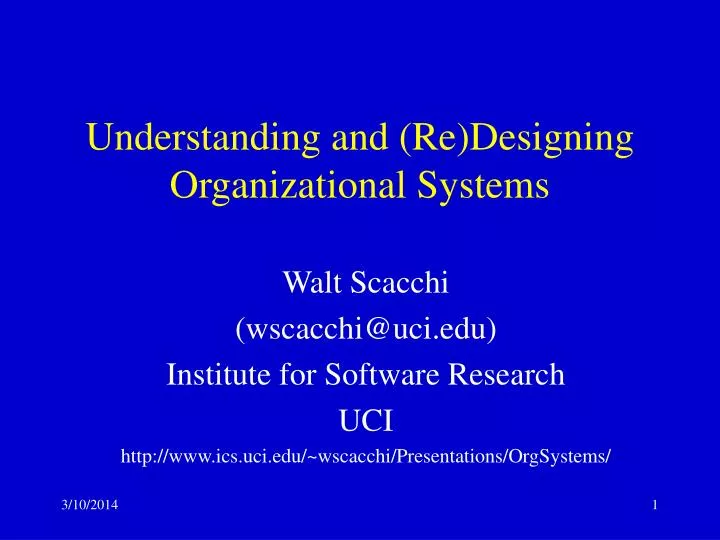 understanding and re designing organizational systems