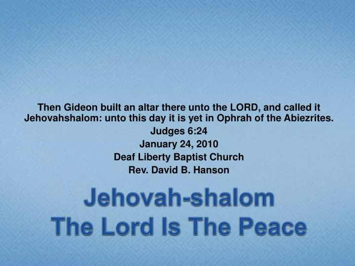 jehovah shalom the lord is the peace