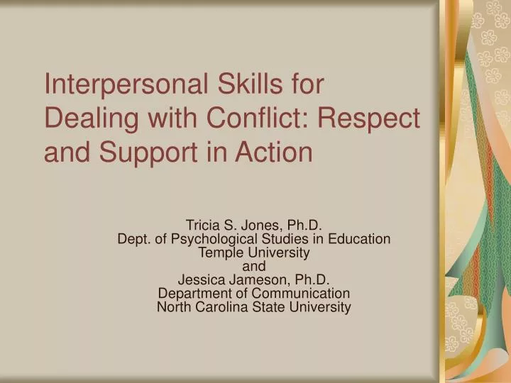 interpersonal skills for dealing with conflict respect and support in action