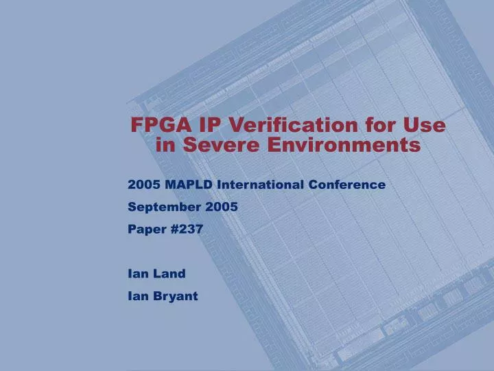 fpga ip verification for use in severe environments