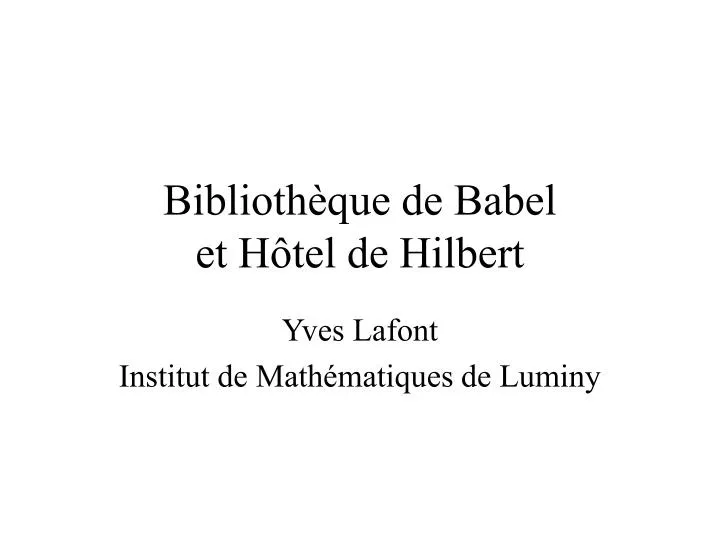 biblioth que de babel et h tel de hilbert