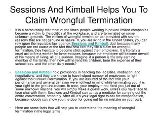 Sessions And Kimball Helps You To Claim Wrongful Termination