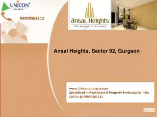 Ansal Heights Sector 92 Gurgaon @ 09999561111 - Ansal Height
