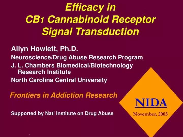 efficacy in cb 1 cannabinoid receptor signal transduction