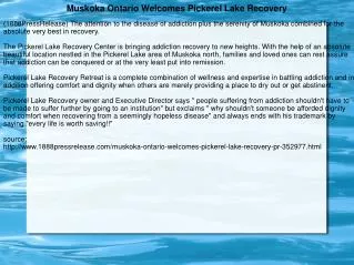 Muskoka Ontario Welcomes Pickerel Lake Recovery