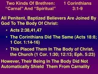 Two Kinds Of Brethren: “Carnal” And “Spiritual”