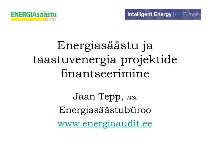 energias stu ja taastuvenergia projektide finantseerimine