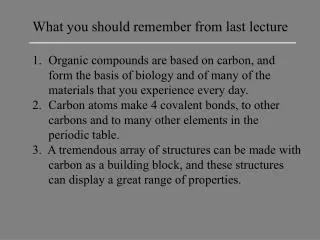 What you should remember from last lecture