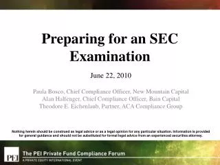 Preparing for an SEC Examination