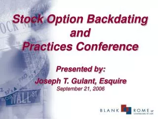 Stock Option Backdating and Practices Conference