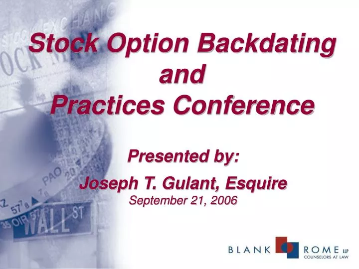 stock option backdating and practices conference