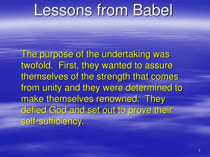 lessons from babel