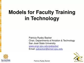 Models for Faculty Training in Technology