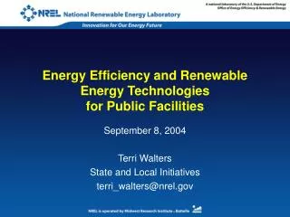 Energy Efficiency and Renewable Energy Technologies for Public Facilities