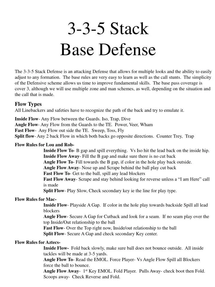 3 3 5 stack base defense