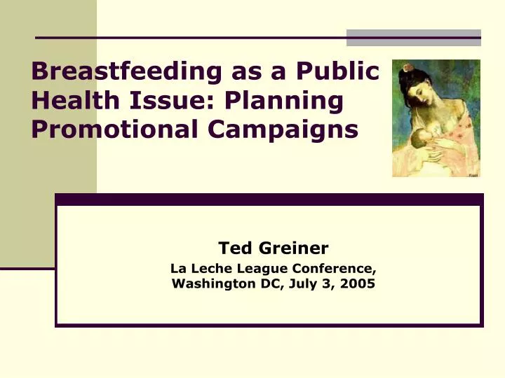 breastfeeding as a public health issue planning promotional campaigns