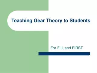 Teaching Gear Theory to Students